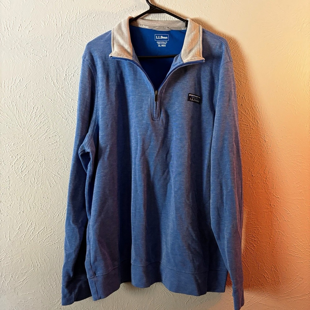 Vintage L.L.Bean Zip Mock Neck Sweatshirt Blue XL excellent